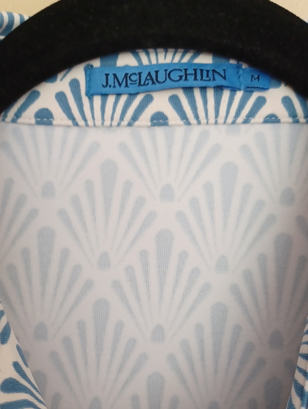 J Mclaughlin Cornelia Shirt Sandshell Print Catalina Cloth SZ M Blue White NWOT - Picture 4 of 14